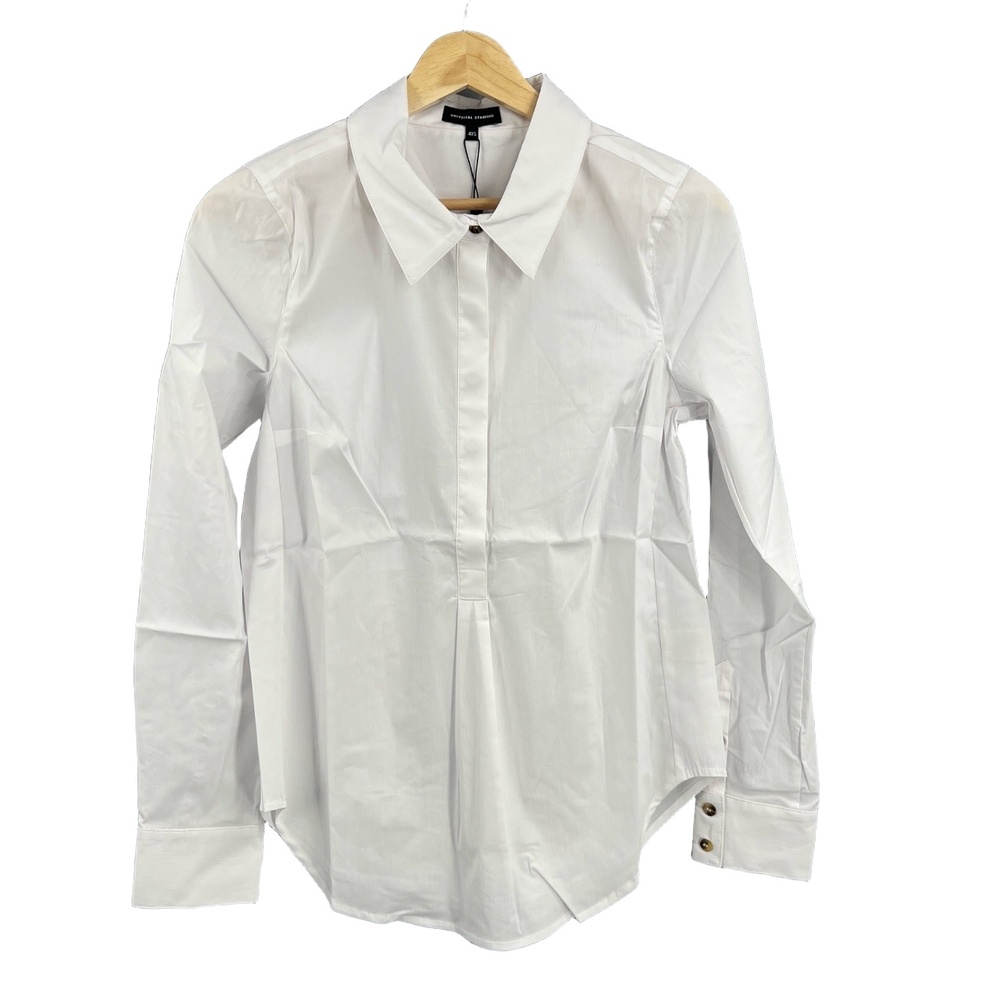 UNIVERSAL STANDARD Elbe Button‎ Up Shirt White Cotton Blend Size 4XS / 00-0 New
